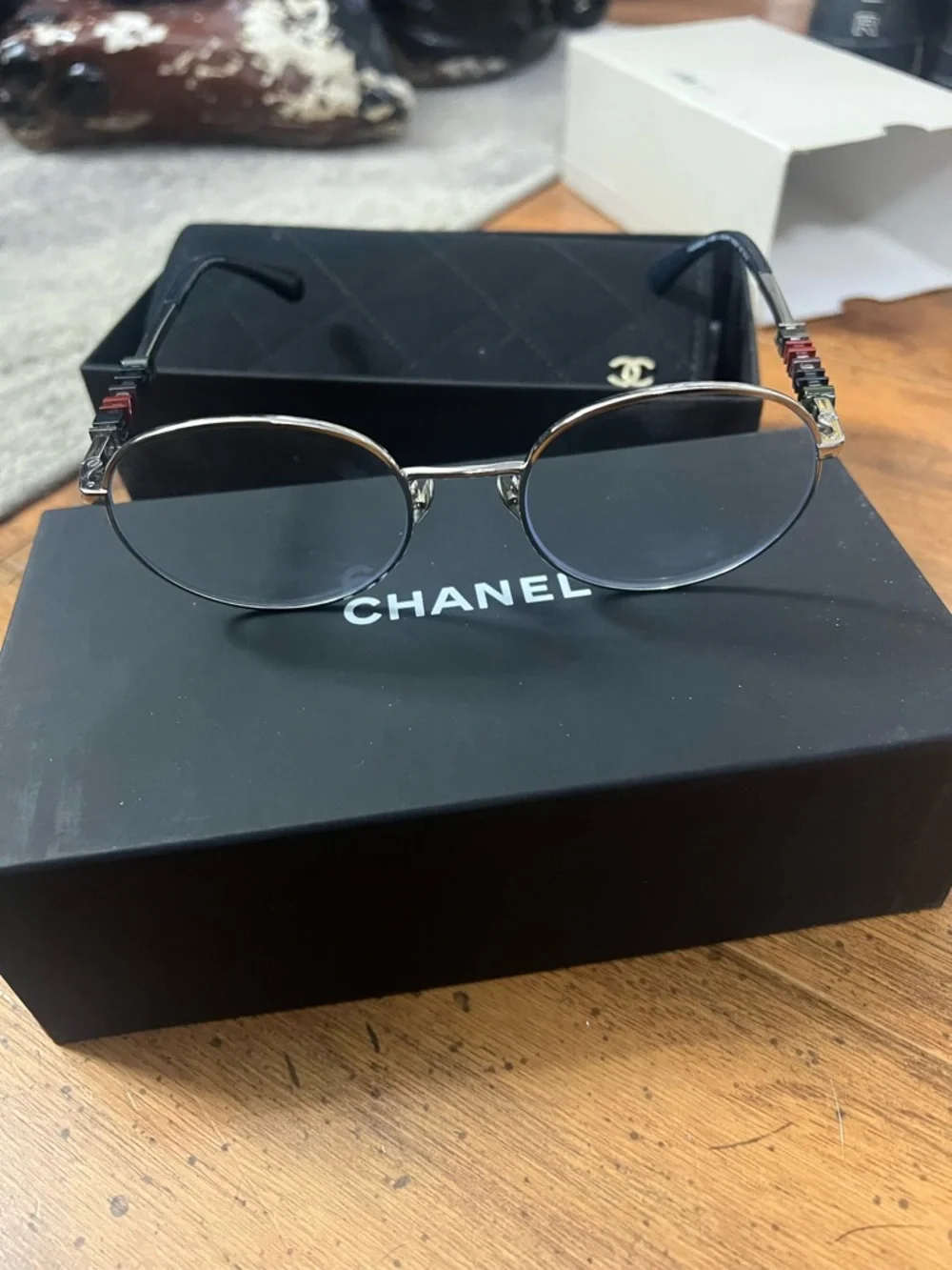 CHANEL Round Silver Metal Frame Glasses sunglasses frame